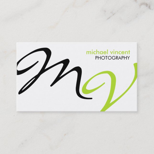 Elegant and Modern black and lime green Business Card (Front)