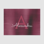 Elegant and Modern Burgundy Marsala Monogram Tissue Paper<br><div class="desc">Modern Burgundy Metallic Foil Monogram Elegant Gift Tissue Paper. This gift wrapping tissue paper can be customised to include your initial and first name for a gift package for a Girl's Baby Shower,  Bridal Shower,  Bachelorette Party or Girl's Birthday Party. Please contact the designer for matching items.</div>