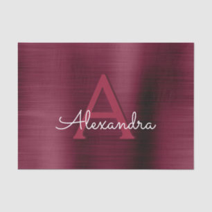Elegant and Modern Burgundy Marsala Monogram Tissue Paper