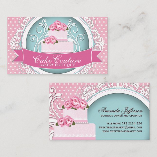 Elegant and Modern Cake Designer Business Cards (Front/Back)