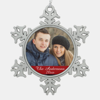 Elegant and Modern Custom Photo Snowflake Pewter Christmas Ornament