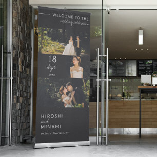 Elegant and Modern Custom Photos and Date Wedding Retractable Banner