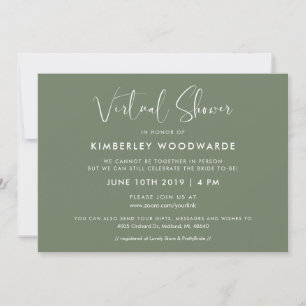 Elegant and modern Dark Sage Green Virtual shower Invitation