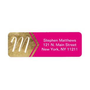 Elegant and Modern Faux Gold & Neon Pink Monogram
