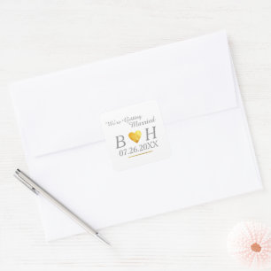 Elegant and modern "getting married" wedding square sticker