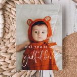 Elegant and modern Godfather proposal photo card<br><div class="desc">Elegant and modern: choose a photo card for your Godfather proposal. Easy to personalize with your baby picture and your custom message for the future Godparents. Fully customizable font and background colors.</div>