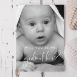 Elegant and modern Godmother proposal photo card<br><div class="desc">Elegant and modern: choose a photo card for your Godmother proposal. Easy to personalize with your baby picture and your custom message for the future Godparents. Fully customizable font and background colors.</div>