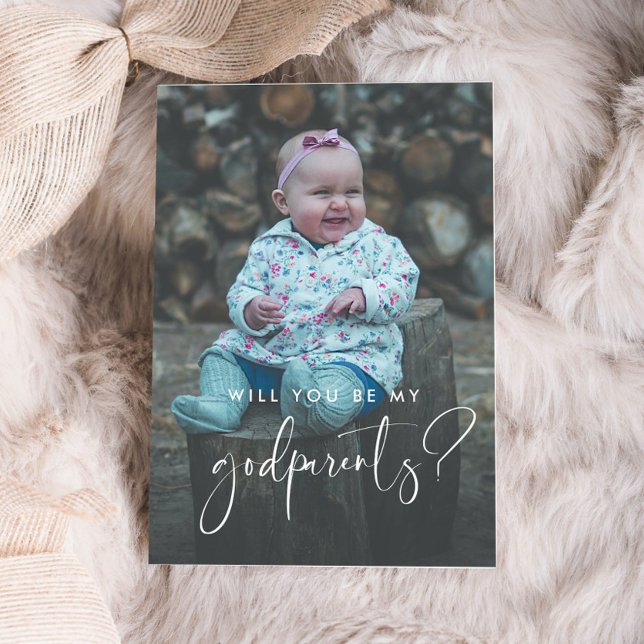 Elegant and modern Godparents proposal photo card (Creator Uploaded)