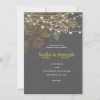 Elegant and modern grey and gold engagement invita