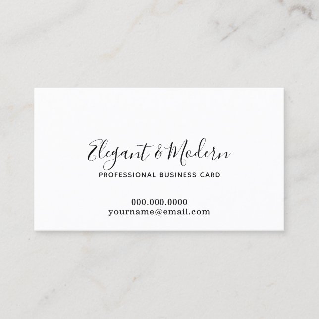 Elegant and Modern Handwriting Calligraphy prof Business Card (Front)