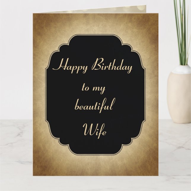 Elegant and modern Happy Birthday Wife Greeting Card (Front)