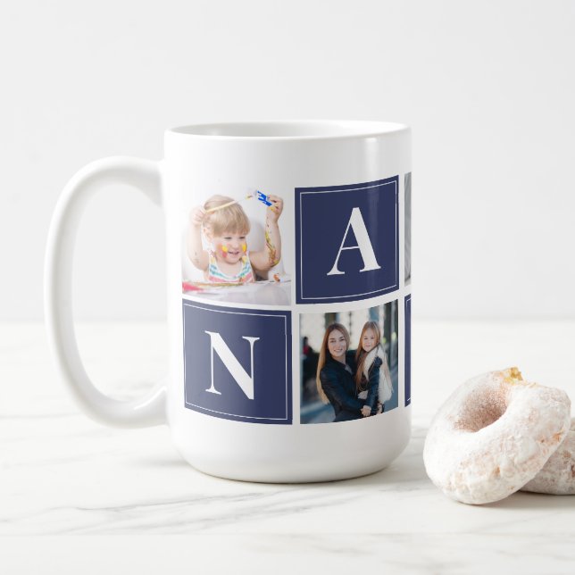 elegant and modern nana photo collage coffee mug (With Donut)