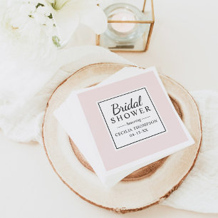 Elegant and Modern Pale Pink Wedding Bridal Shower Napkin