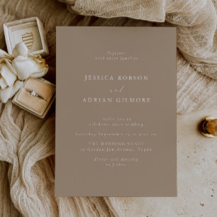 Elegant and Modern Pale Taupe Wedding Invitation