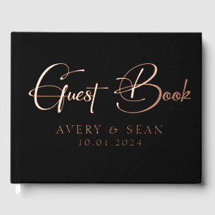 Elegant and Modern Personalised Black & Gold Foil Guest Book