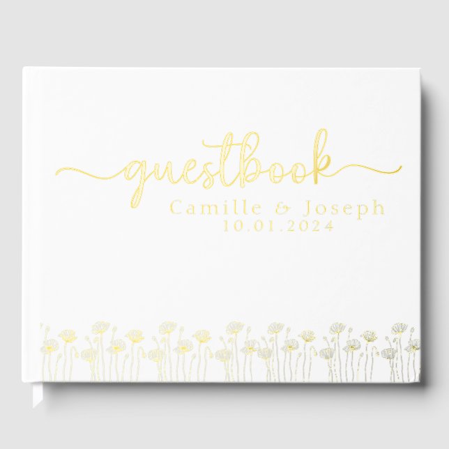 Elegant and Modern Personalised floral Guest Book (Front)