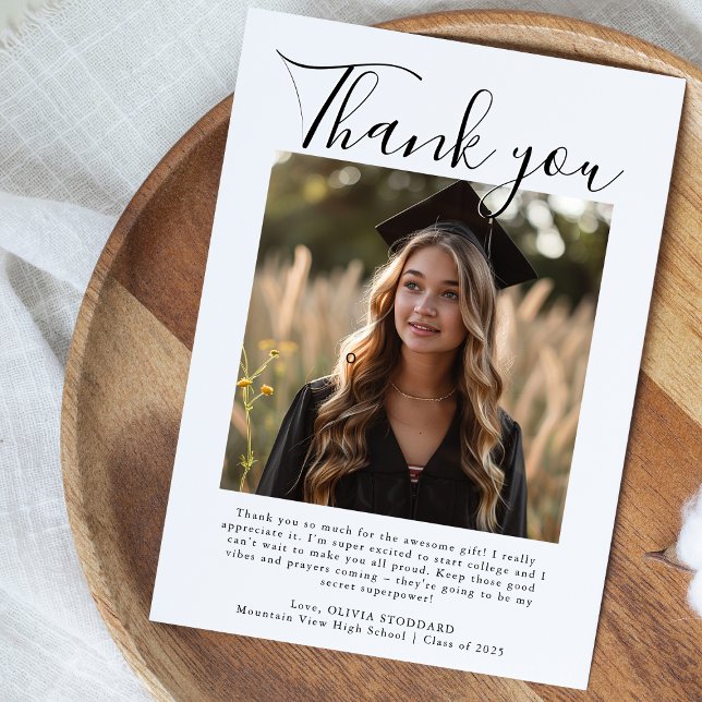 Elegant and Modern Photo Graduation Thank You Card (Creator Uploaded)