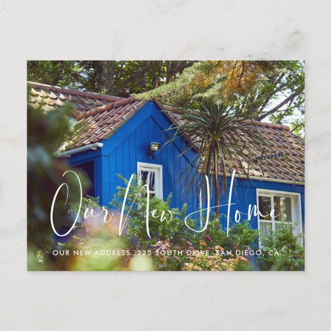 Elegant and modern photo moving announcement postcard (Front)