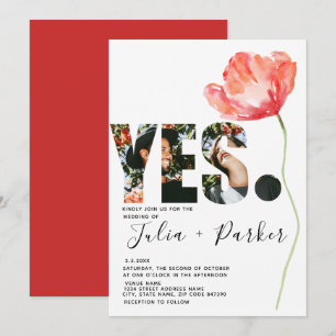 Elegant and Modern Poppy Red Wedding Invitation