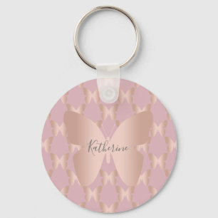 Elegant and modern rose gold butterfly design key ring