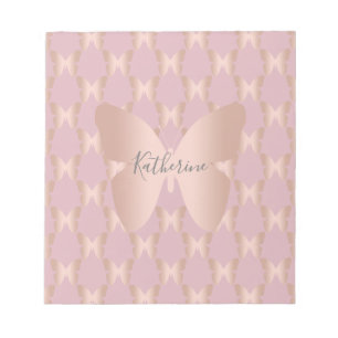 Elegant and modern rose gold butterfly design notepad