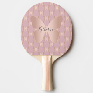 Elegant and modern rose gold butterfly design ping pong paddle
