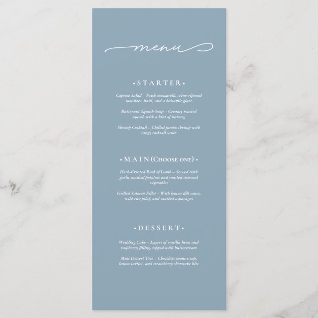  Elegant and Modern Wedding Menu (Front)