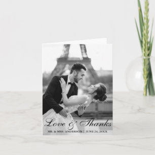 Elegant and Modern Wedding Photo Love and Thanks N Thank You Card