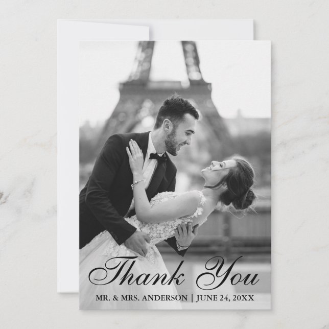 Elegant and Modern Wedding Photo Thank You Card S (Front)