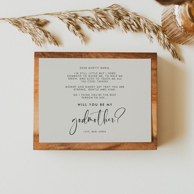 Elegant and modern Will you be my Godmother  card (Creator Uploaded)