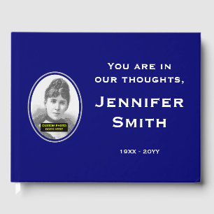 Elegant and Plain Funeral Guestbook; Custom Photo Guest Book