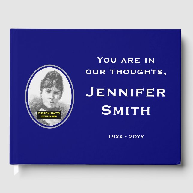 Elegant and Plain Funeral Guestbook; Custom Photo Guest Book (Front)