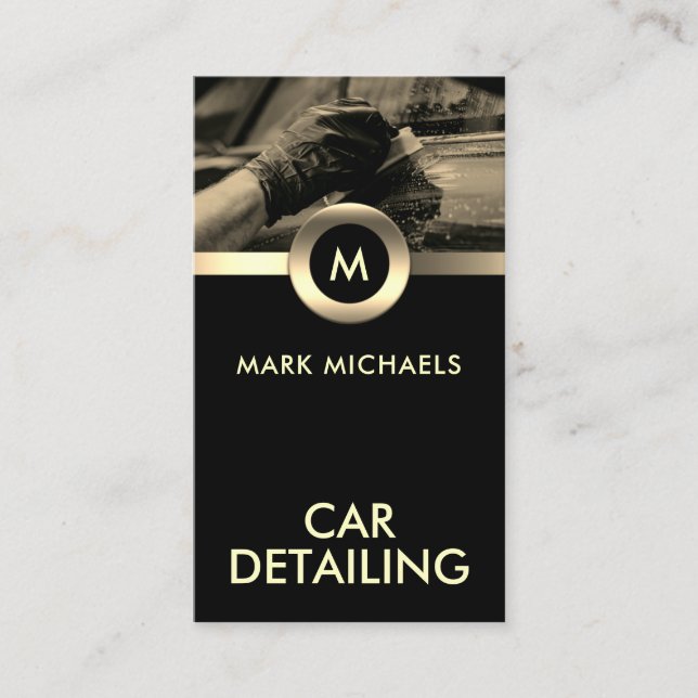 Elegant and professional car detailing business ca business card (Front)