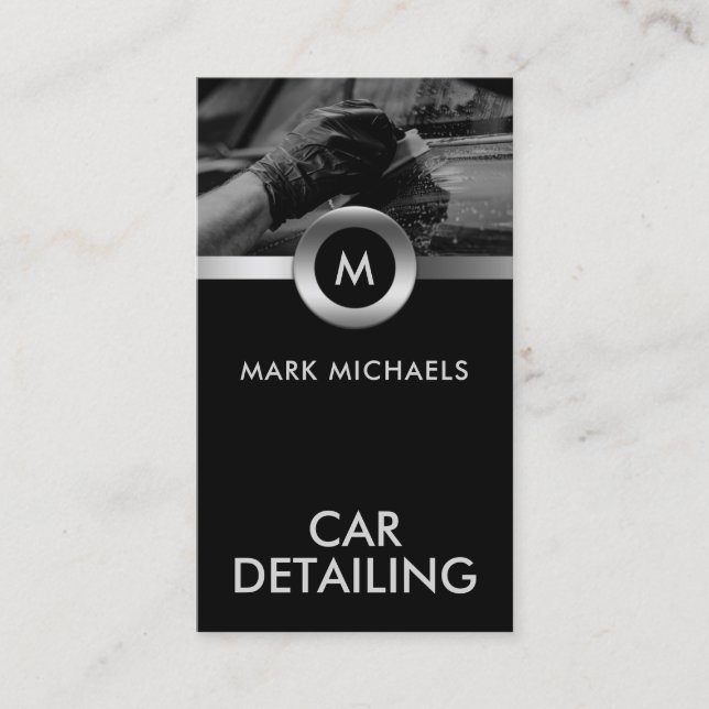 Elegant and professional car detailing business ca business card (Front)