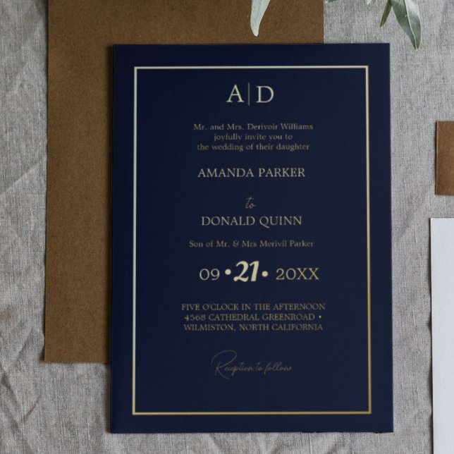 Elegant and Romantic Blue Navy Monogram Wedding (Creator Uploaded)