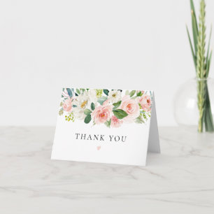 Elegant and Romantic Blush Pink Floral Greenery Thank You Card