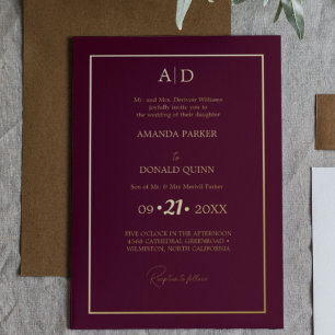 Elegant And Romantic Burgundy Monogram Wedding