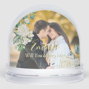 Elegant and Romantic Engagement Keepsake Snowglobe