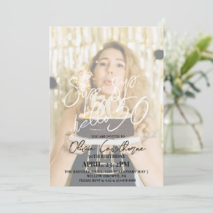 Elegant and simple 50th Photo Birthday  Invitation