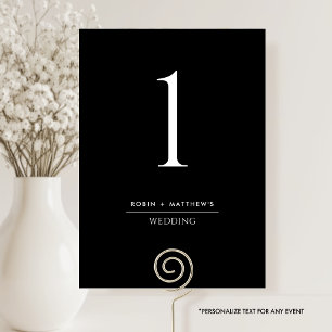 Elegant and Simple Black and White Table Number