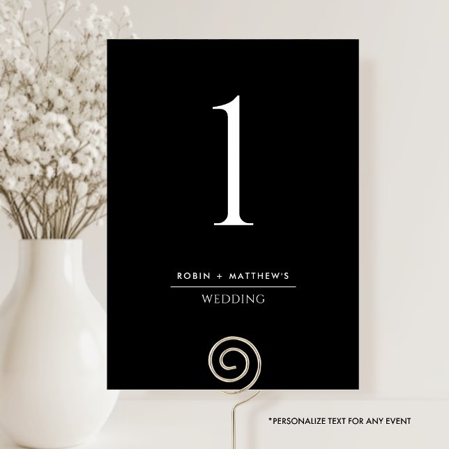 Elegant and Simple Black and White Table Number (Creator Uploaded)