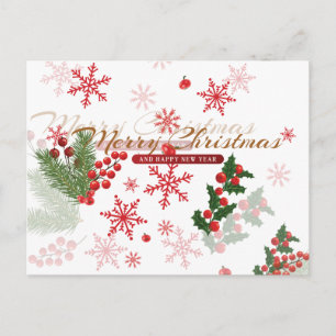 Elegant and Simple Christmas Pattern Holiday Postcard