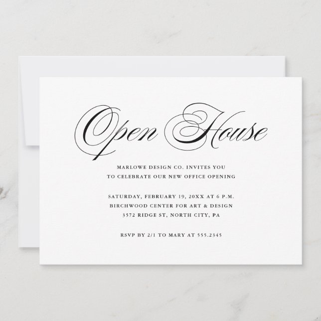 Elegant and Simple Company Open House Invitation (Front)