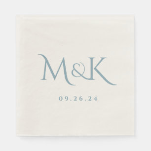 Elegant and Simple Dusty Blue Wedding Monogram Napkin