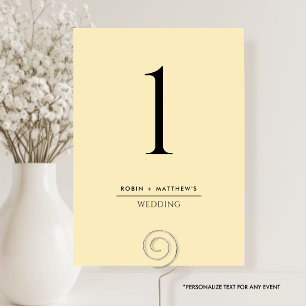 Elegant and Simple Dusty Yellow Table Number