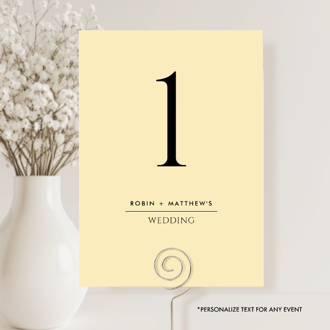 Elegant and Simple Dusty Yellow Table Number (Creator Uploaded)