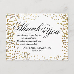 Elegant and Simple Faux Gold Confetti Postcard