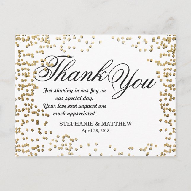 Elegant and Simple Faux Gold Confetti Postcard (Front)
