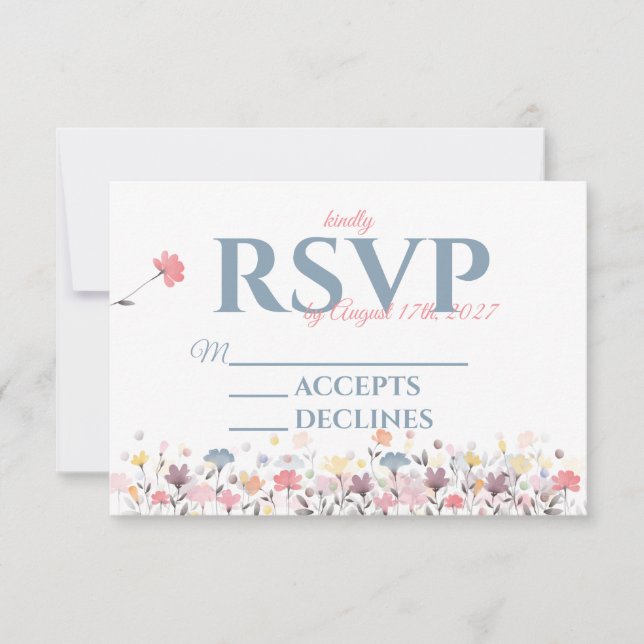 Elegant and Simple Floral Themed  RSVP Card (Front)