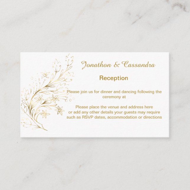 ELEGANT AND SIMPLE GOLD WHITE LEAF ENCLOSURE CARD (Front)